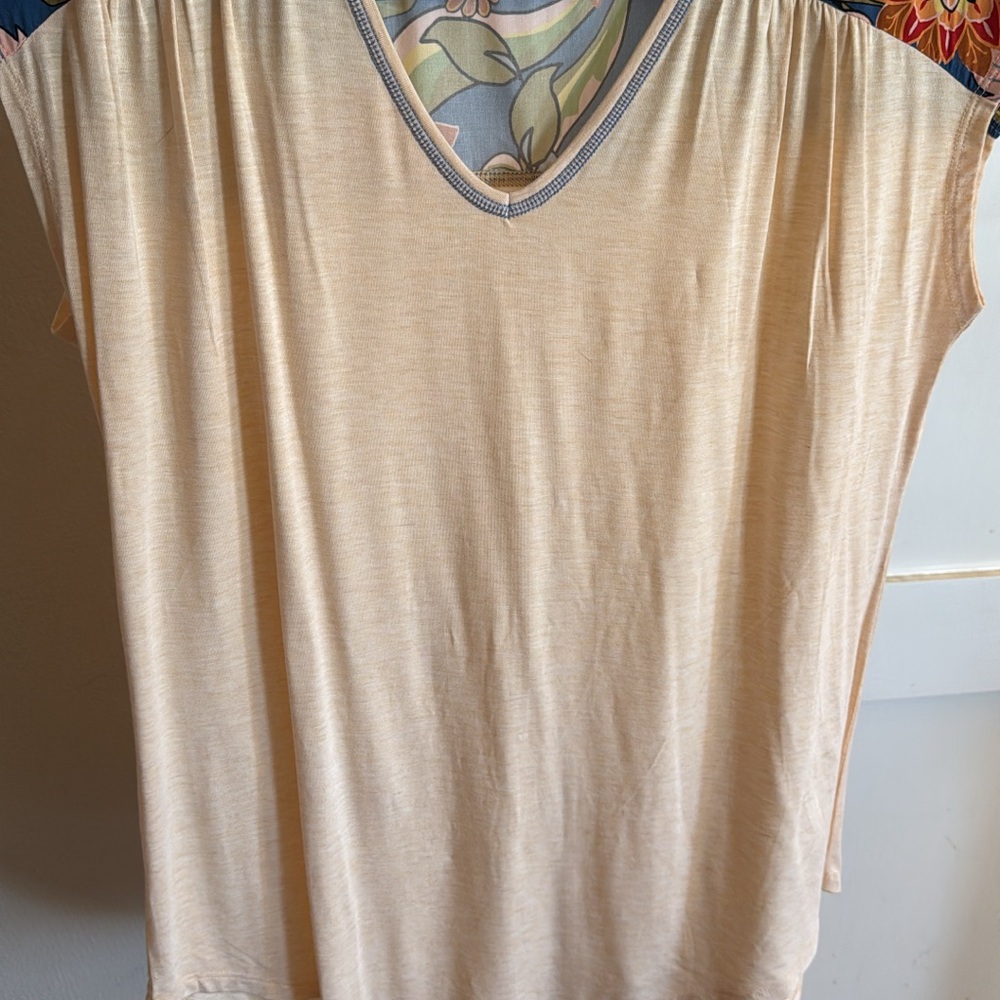 Floral Accent Cream Top